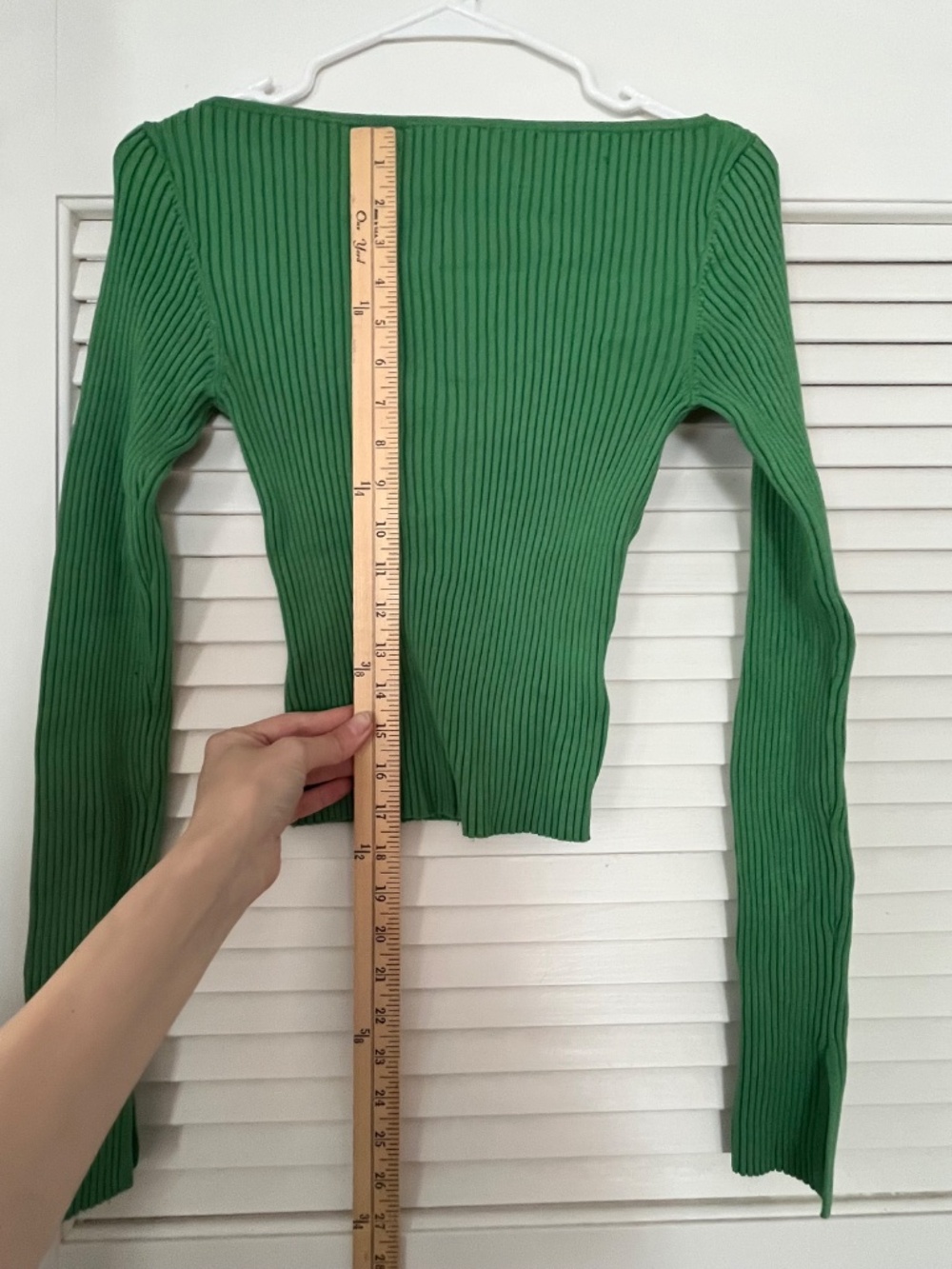 H&M Cropped Green Boatneck Ribbed Sweater - Small - Picture 4 of 5